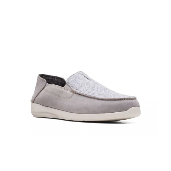 NWOB Clarks Mens Gorwin Step Grey Suede Casual Loafer Shoes size 8 Slip On - Picture 1 of 10